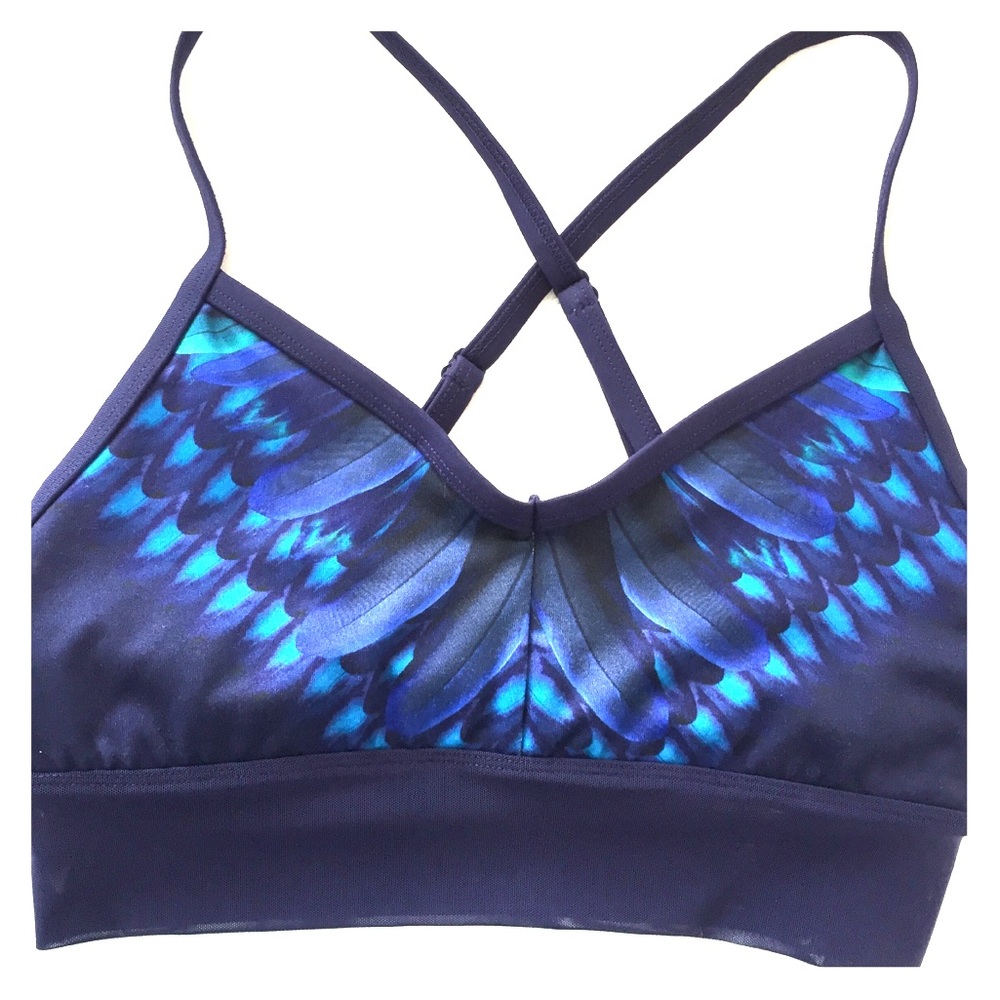 ALO Yoga Aria Bra - Rich Navy Tropical Feathers